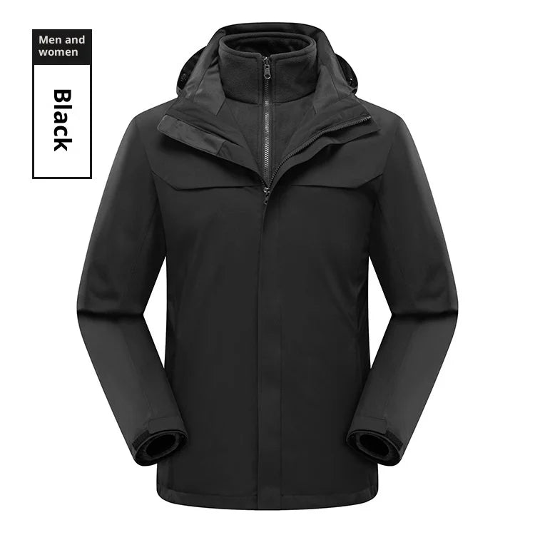 High-end Outdoor Assault Clothing Men's Women's Two-piece Three-in-one Waterproof Windbloc Polyester Lining Warm Jacket