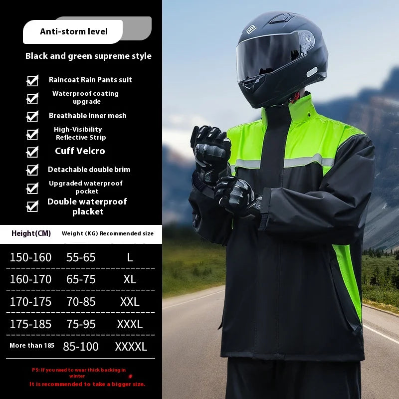 Men's Waterproof Motorcycle & Electric Car for Poncho Thickened Split Suit Raincoat for Riders Hiking-Storm-Proof