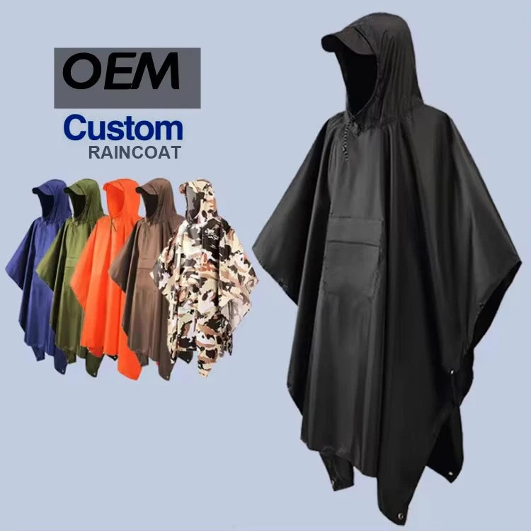 Factory Hooded Rain Suit Female Hooded Poncho Outdoor Water Resistance Raincoat 100% Polyester With Pu Coating Waterproof