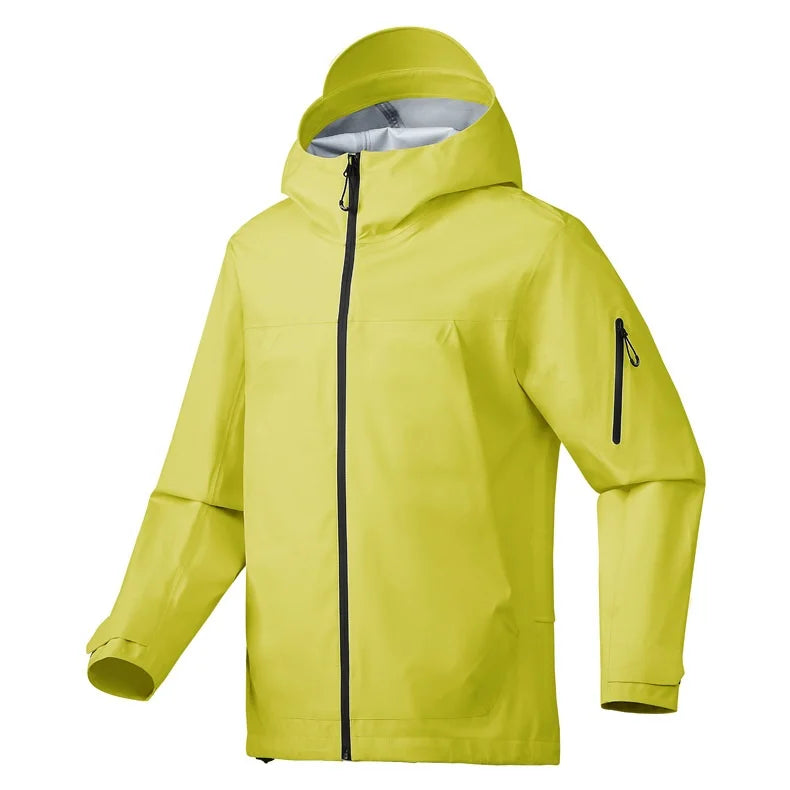 Men's Lightweight Stand Rain Jacket for Autumn Spring Windproof 3D Embroidery Logo Zipper Prints Breathable for Outdoor Sports
