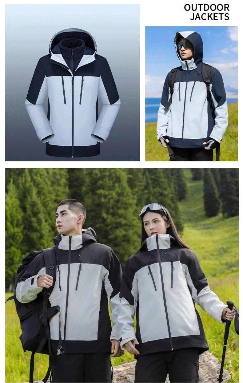 Men's and Women's Three in One Detachable Two-piece Mountaineering Clothing Outdoor Waterproof Jacket