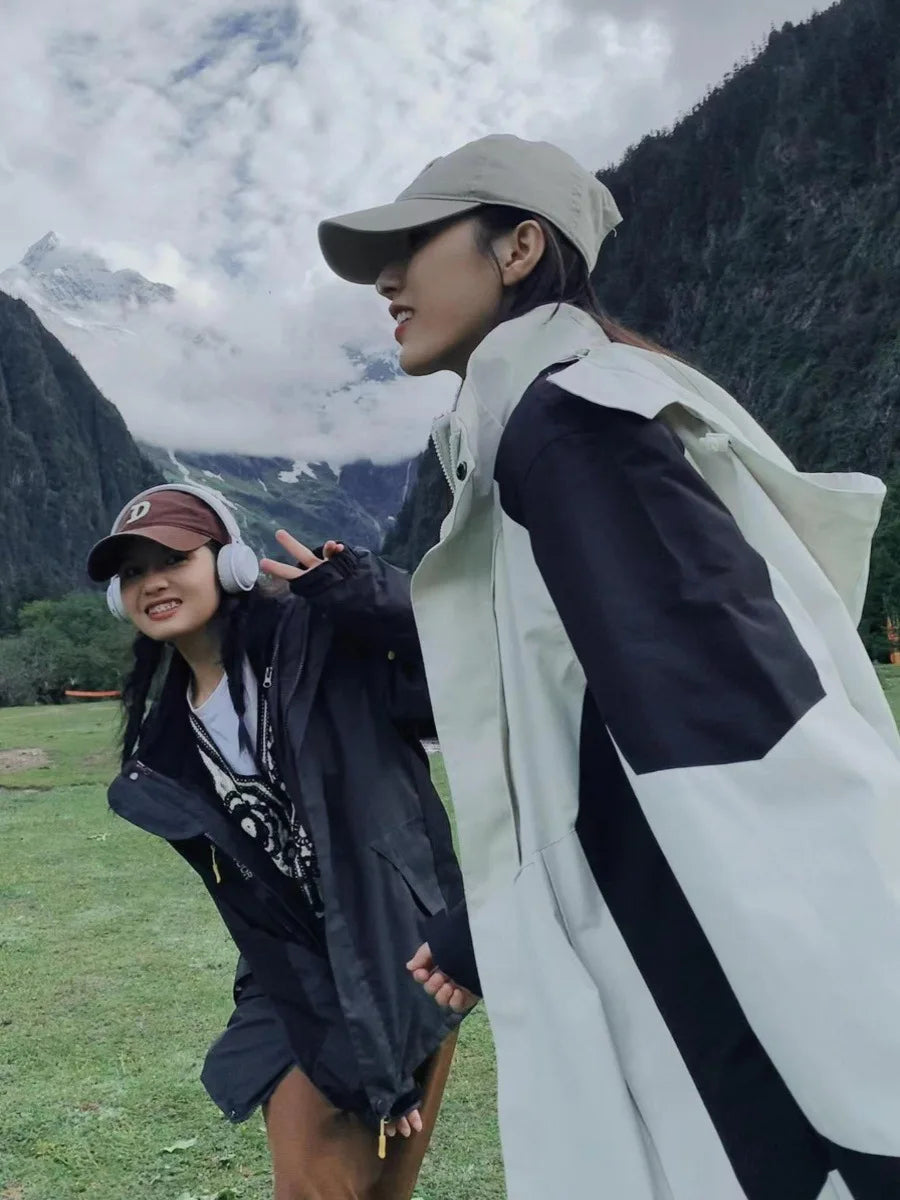 Unisex Mountain Style Three-in-One Detachable Windproof Waterproof Stand Collar Zipper Thin Outdoor Coat Autumn Winter Jacket