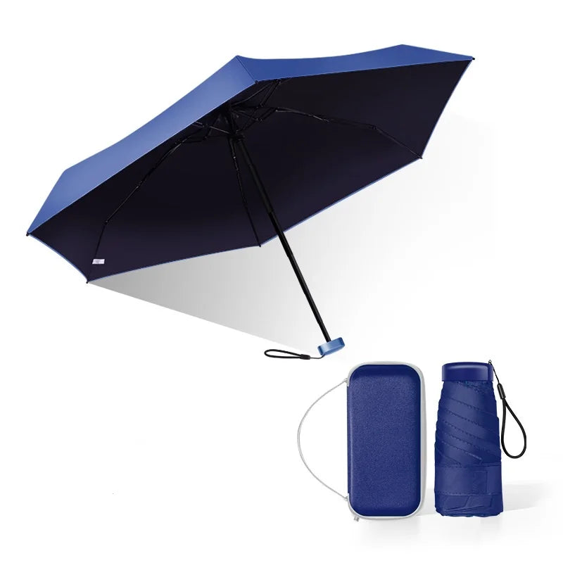 Factory Whole Sale New Design Uv Protection Capsul Pocket Portable Super Mini With Custom Case 6 Folding Umbrella