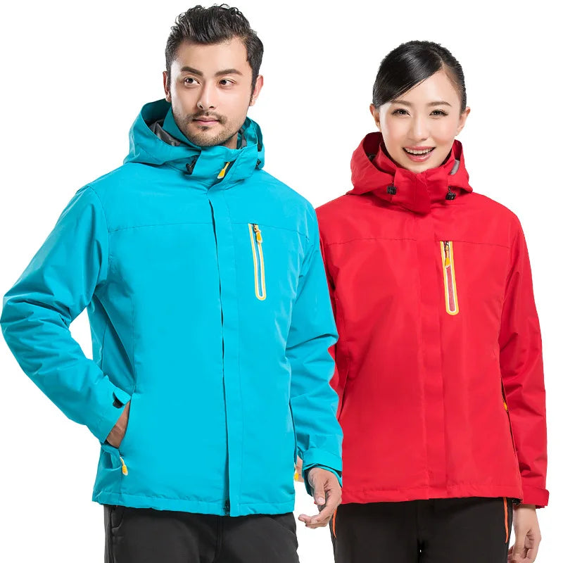 Men's Women's Outdoor Sportswear New Long Sleeve Hooded Jacket Windproof Waterproof Winter Season Woven Loose Fit Printed Design