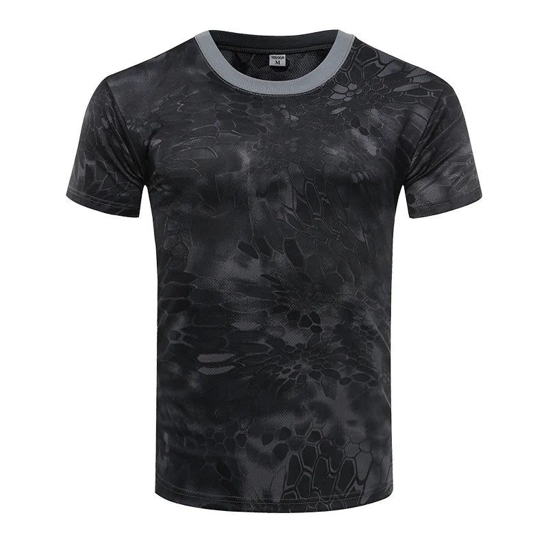 Horse-horse Camouflage Tactical T-shirt Unisex Short-sleeved Summer Quick-drying Breathable 100% Polyester Outdoor Physical