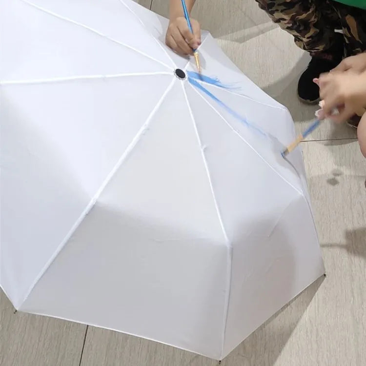 Wholesale Fashion Character Fashionable Wooden Handle Umbrella 6K Panels Printed Logo Plain White Fabric Sun Umbrella for Kids
