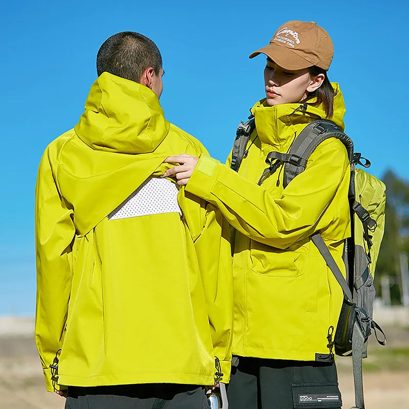 Autumn New Style Waterproof Windproof 100% Polyester Fleece Jacket Hooded Couple Outdoor Workwear Mountaineering Unisex