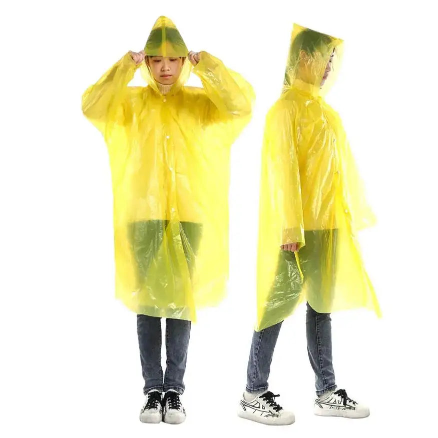 Free Sample Adults Disposable PE Rainwear Waterproof Emergency Poncho for Outdoor Hiking Plastic Raincoat