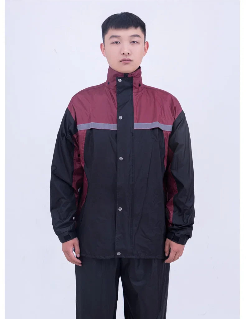 Wholesale Full Body Motorcycle Raincoat Pants Suit Thickened Split Waterproof Storm Proof and Windproof Reflective