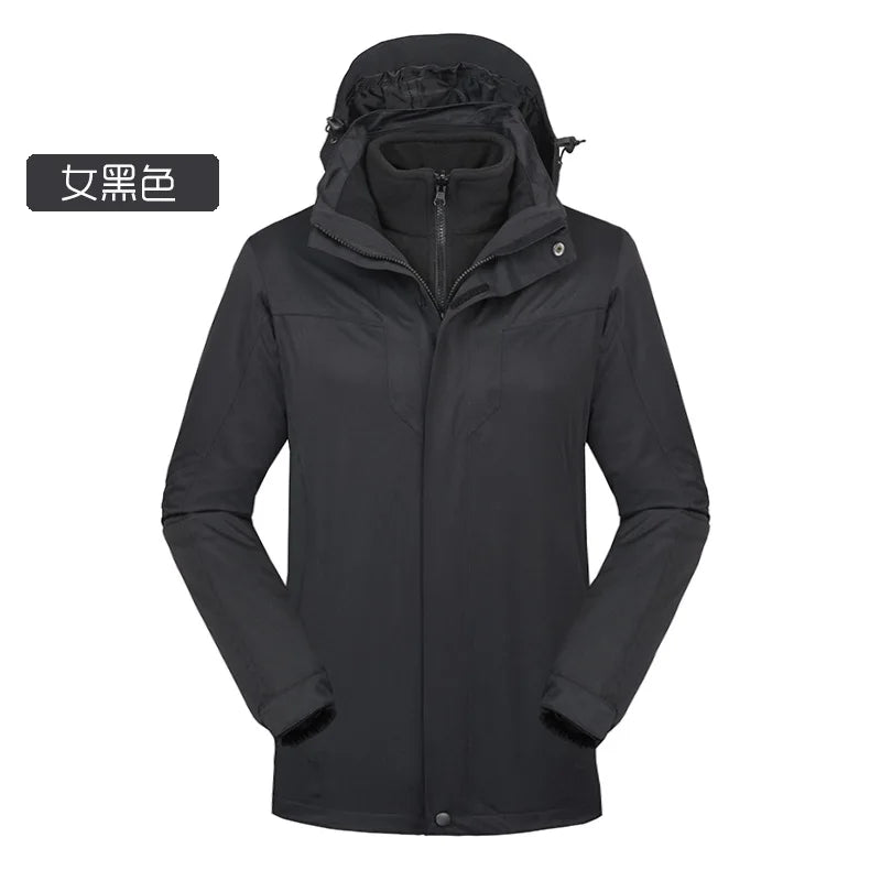 High-End Waterproof Warm-keeping Outdoor Sports Jacket Women's Fleece-Lined Long-Sleeved Autumn Winter Ski Suit Mountaineering