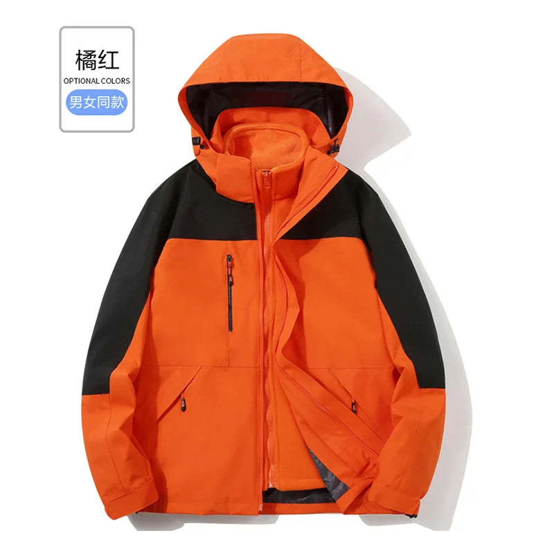 Men's and Women's Long Sleeve Stand Fleece Jacket Universal Waterproof and Windproof for Outdoor Travel Spring Zipper Woven