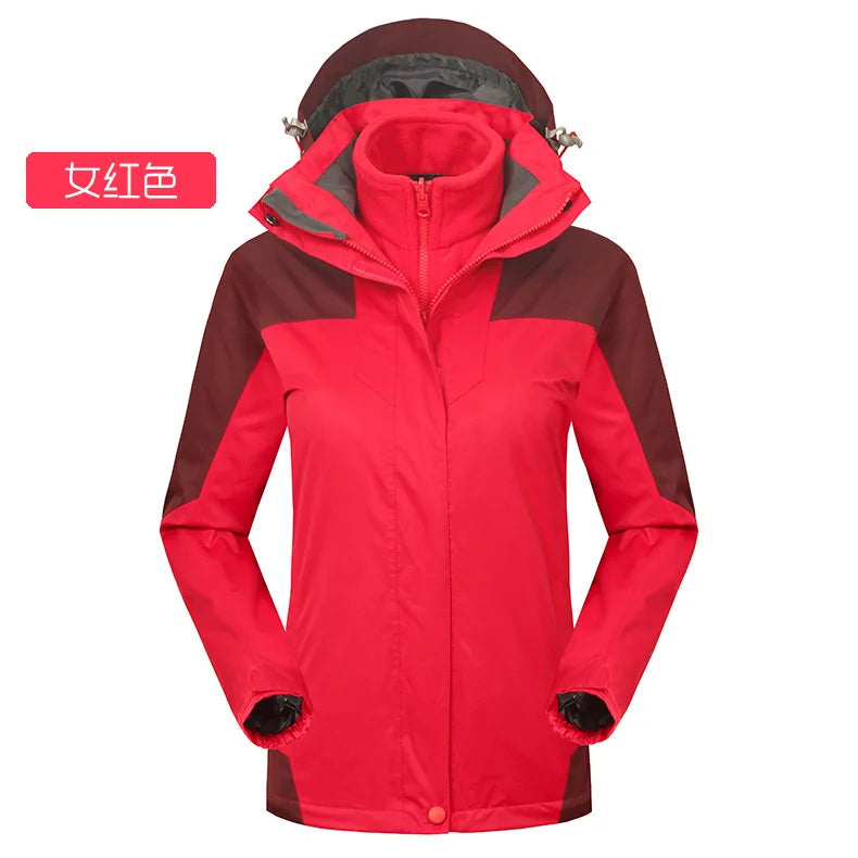 High-End Waterproof Warm-keeping Outdoor Sports Jacket Women's Fleece-Lined Long-Sleeved Autumn Winter Ski Suit Mountaineering