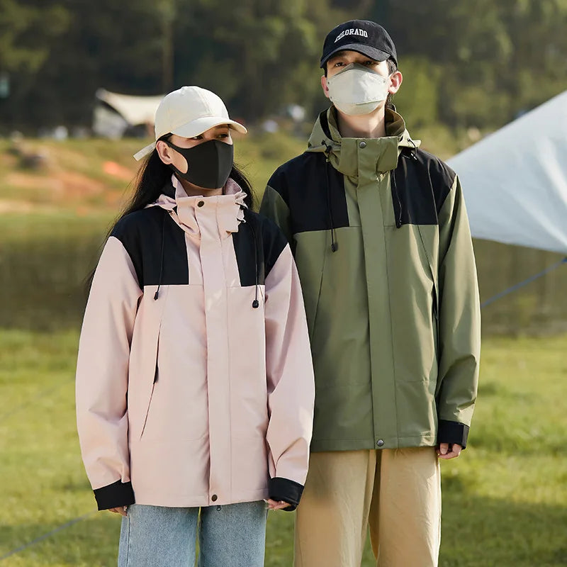 Custom Logo Men's Windbreaker Solid Woven Windproof Breathable Loose Jacket Stand Zipper Winter 3XL Plus Size Outdoor Ropa De