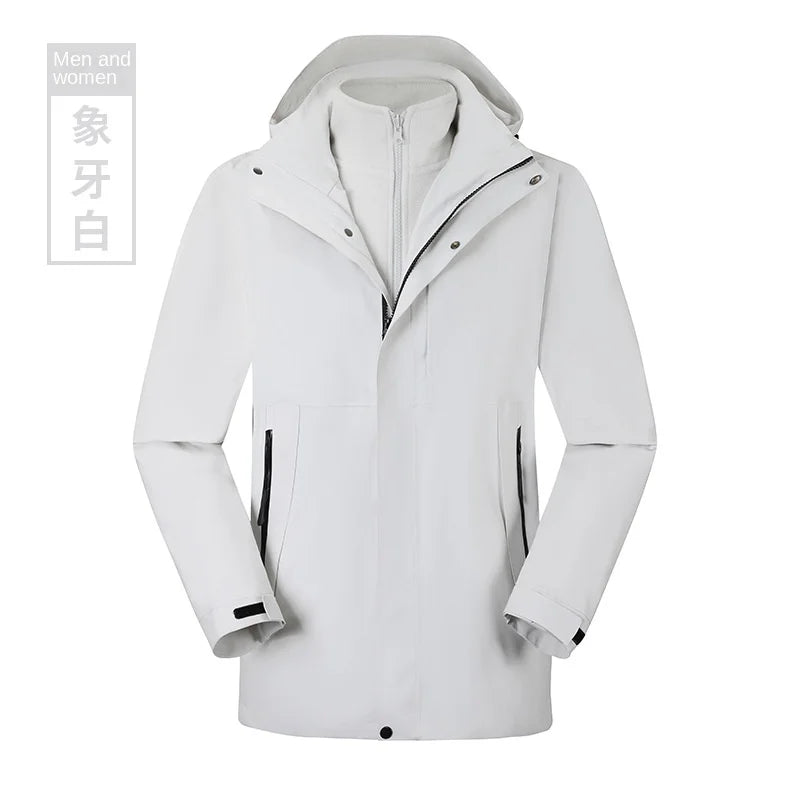Men's Women's New Outdoor Casual Three-in-One Waterproof Windproof Jacket Disassembled Two-Piece for Autumn Winter