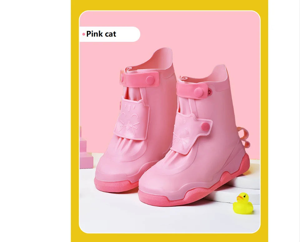 Lightweight Anti-Slip PVC Outdoor Shoes Cover for Boys and Girls High-Style Mid-Calf Children Rain Boots With Insole for Babies