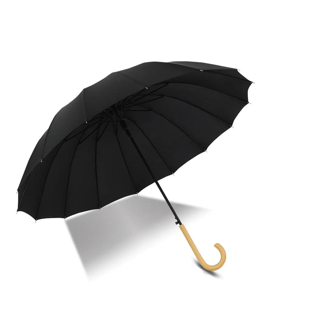Luxury 23-Inch Oversize Business Umbrella 16K Ribs Japan Style Fashion Wood Handle New Fabric Promotional Advertising Umbrella