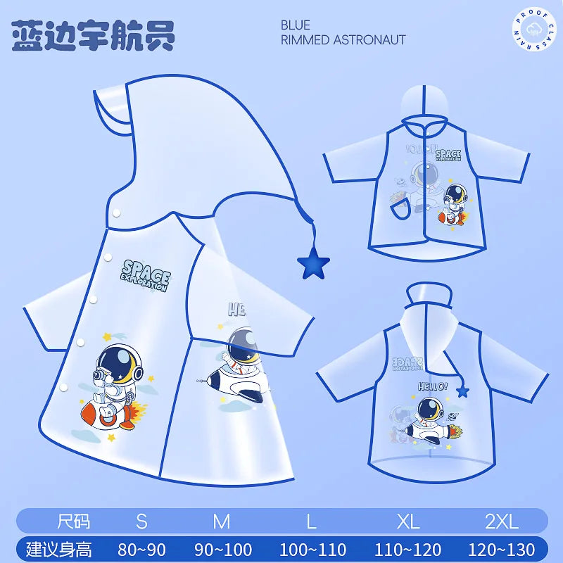 Cartoon Baby Dinosaur for Poncho Raincoat with Waterproof Hat for Boys and Girls for Primary School Kindergarten for Outdoor