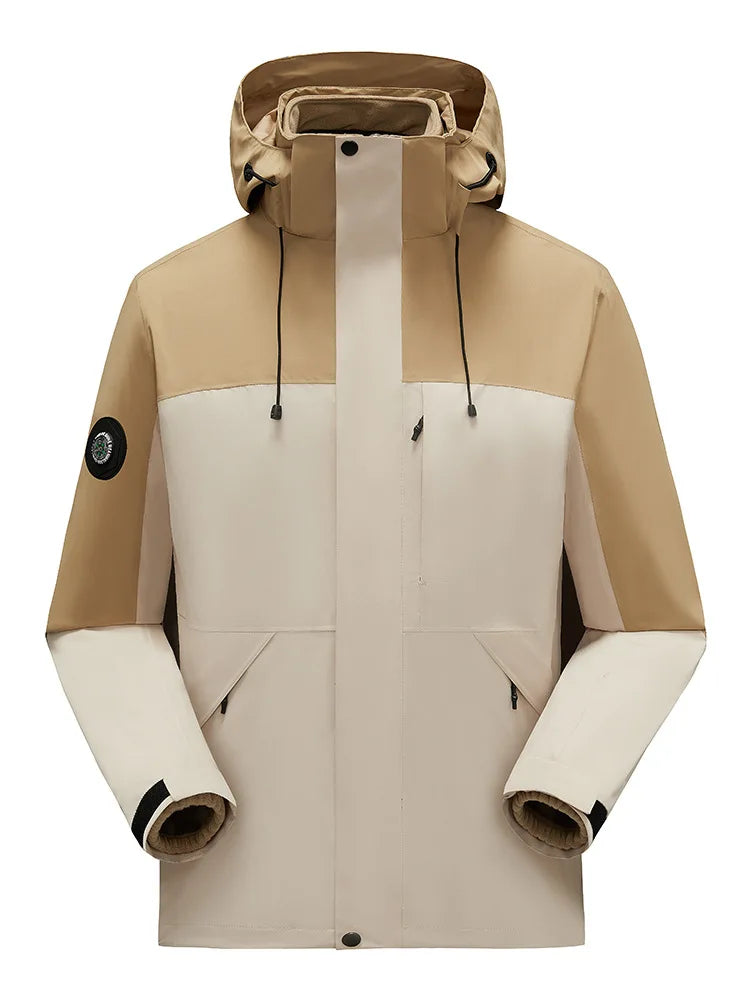 Coated Three-in-One Comfort Warm Winter Soft Shell Jacket Waterproof Windproof Outdoor Stand Collar Zipper Breathable