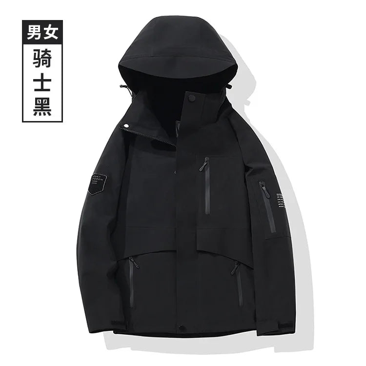 Winter New Outdoor Soft Shell Jacket Zipper Solid Single Layer Adhesive Waterproof Windproof Stand Windbreaker Men Women