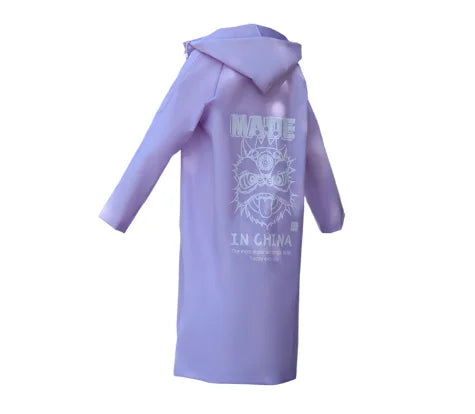 EVA Fashionable Long Thick Printed Raincoat for Men and Women's Portable Outdoor Hiking High-end Raincoat