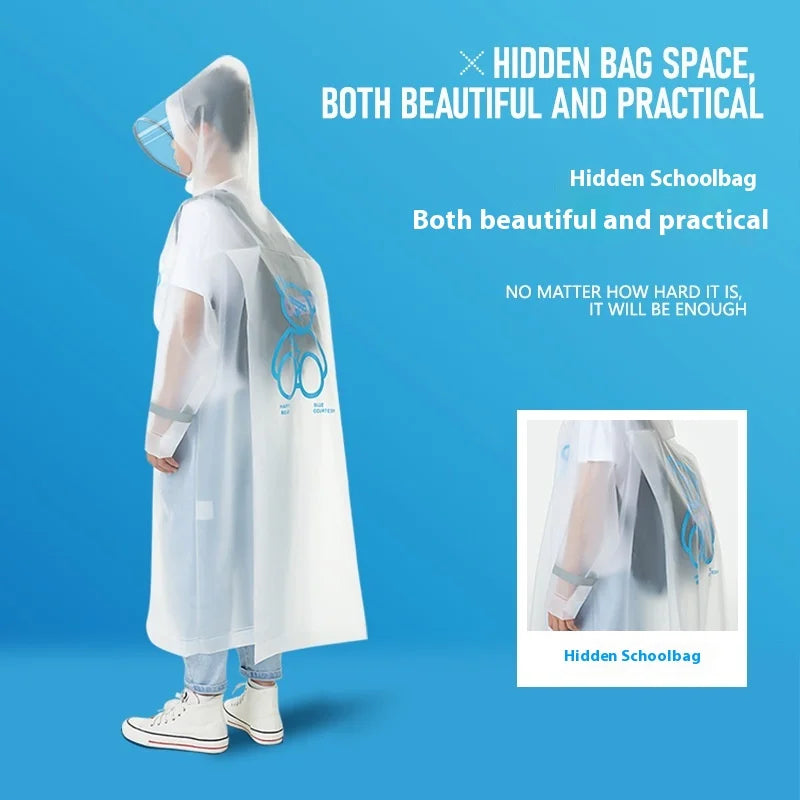 Wholesale New EVA Children's Waterproof Raincoat Big Kids Bag Single Full-Body Cartoon Lengthened Hiking Raincoat