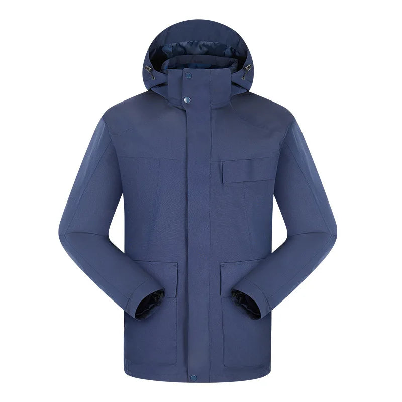 New Winter Outdoor Three-in-One Removable Waterproof Windproof Zipper Jacket for Mountaineering Camping Unisex