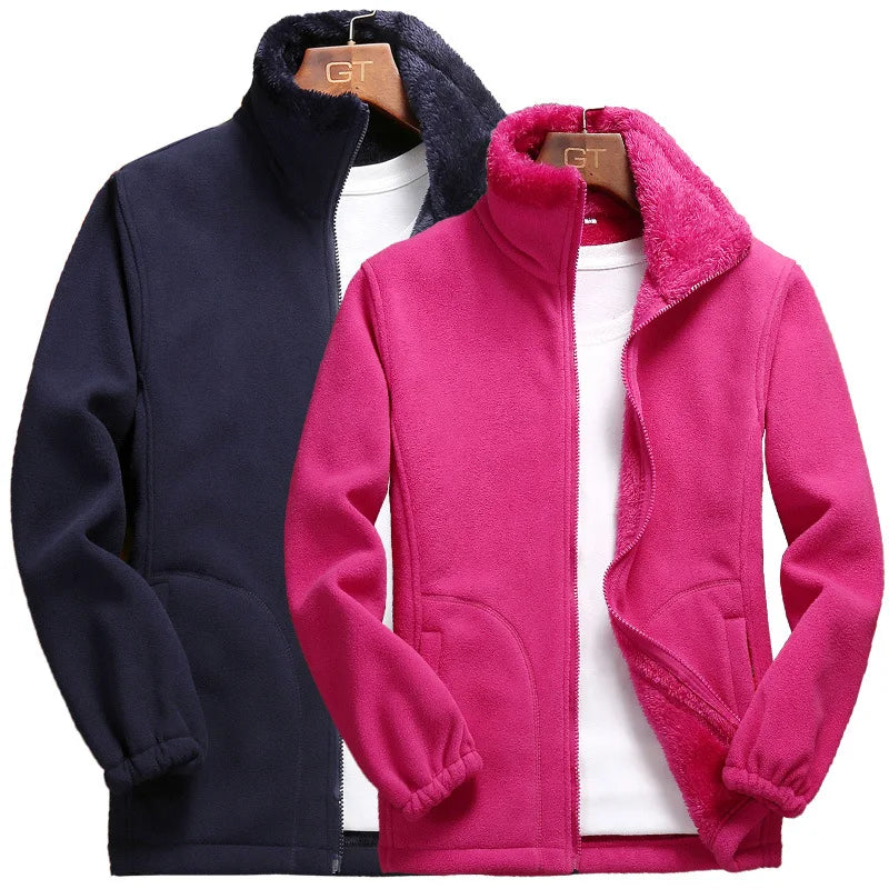 Casual Outdoor Indoor Polar Coral Fleece Coat for Men Women Spring Autumn Winter Thickened Sweater Cardigan with Charging Liner