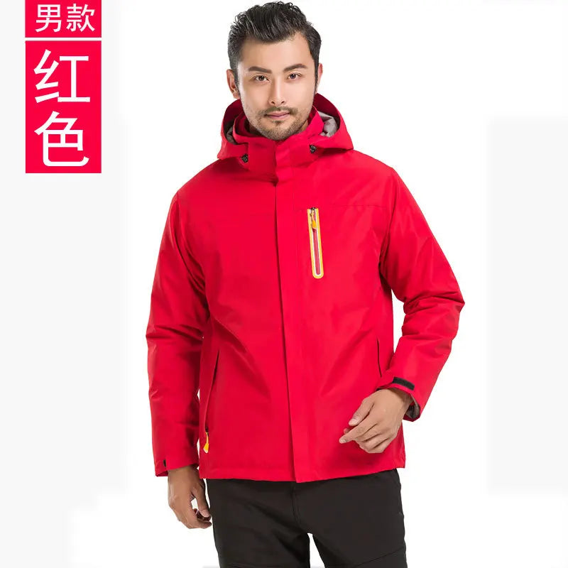Men's Women's Outdoor Sportswear New Long Sleeve Hooded Jacket Windproof Waterproof Winter Season Woven Loose Fit Printed Design