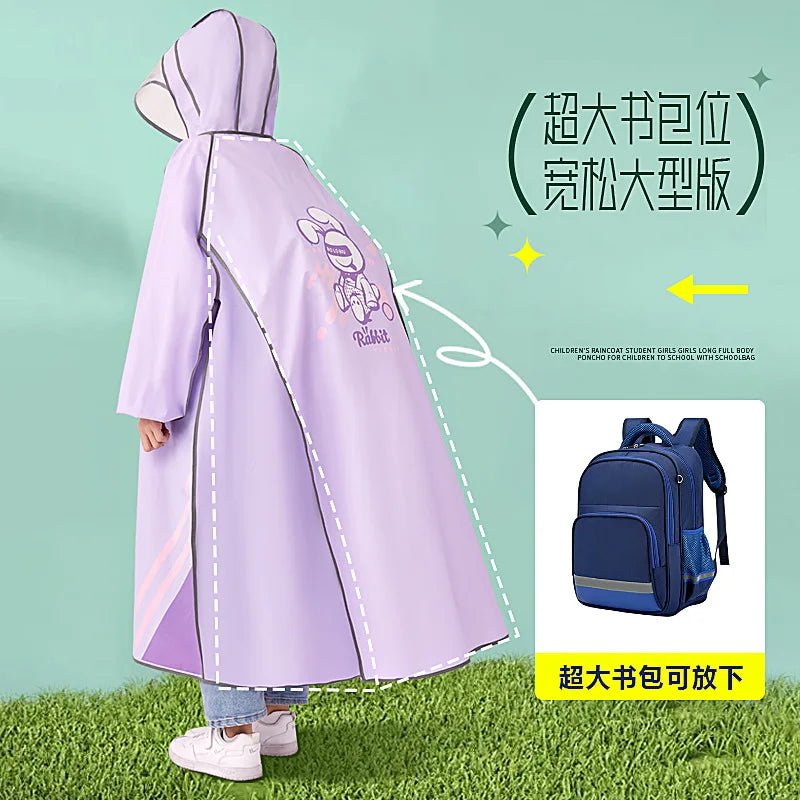 Waterproof EVA Children's Raincoat, Suitable for Primary and Secondary School Students to Go to School and Travel Outdoors