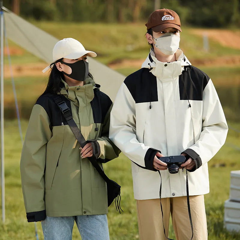 Custom Logo Men's Windbreaker Solid Woven Windproof Breathable Loose Jacket Stand Zipper Winter 3XL Plus Size Outdoor Ropa De