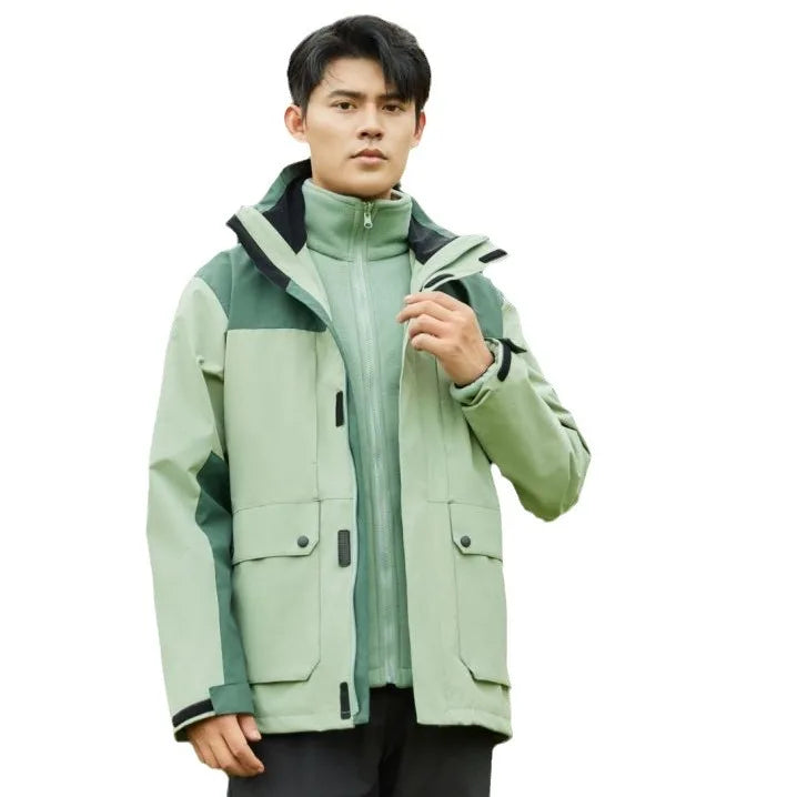 Charge Clothing Three-in-one Men's Women's Autumn Winter Jacket Detachable Liner Outdoor Waterproof Coated Wool Soft Two-piece