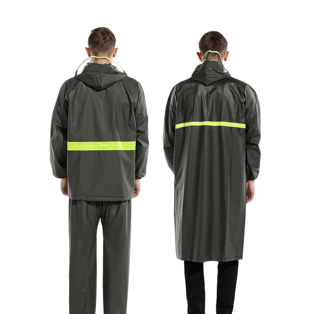 Knitted Fabrics PVC Rain Coats Rain Pants  Breathable  Raincoat Wholesalers Green Reflective Motorcycle Raincoat for Outdoor