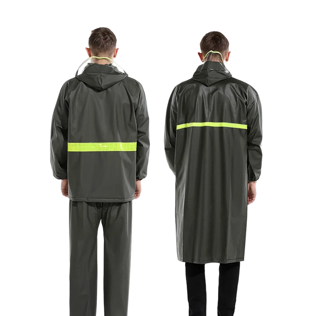 Knitted Fabrics PVC Rain Coats Rain Pants  Breathable  Raincoat Wholesalers Green Reflective Motorcycle Raincoat for Outdoor