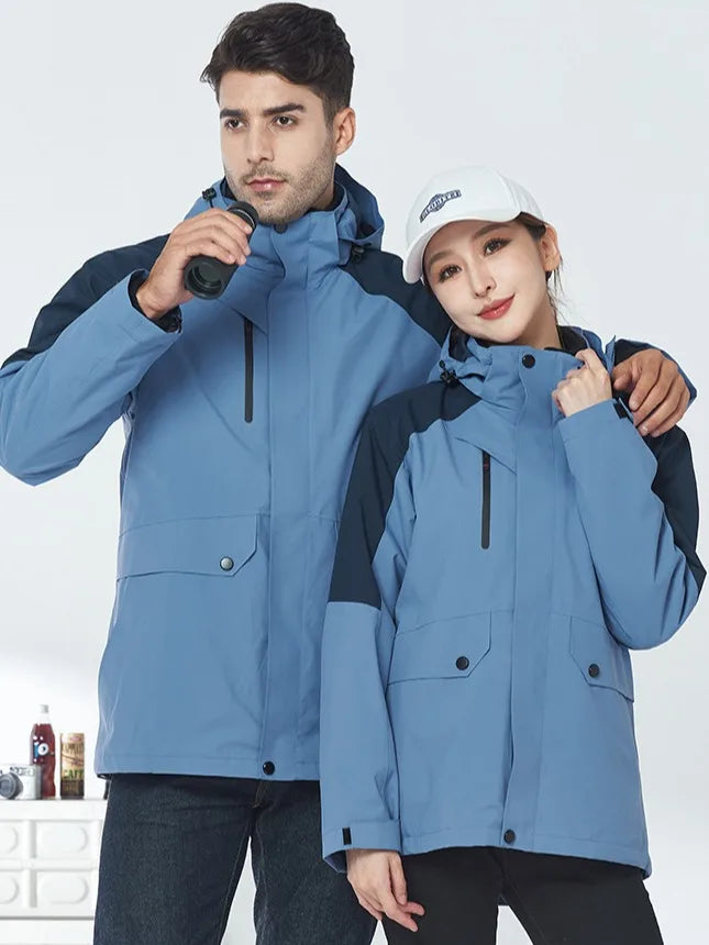 New Style Unisex Windproof Waterproof Three-in-One Detachable Outdoor Fleece-Lined Warm Winter Jacket