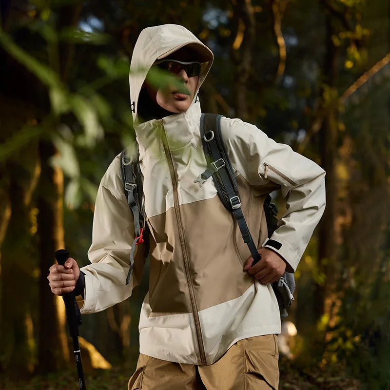 Men's Custom Logo 100% Polyester Hard Shell Windbreaker Jacket Zipper Closure Breathable Waterproof Windproof Quick Dry Outdoor