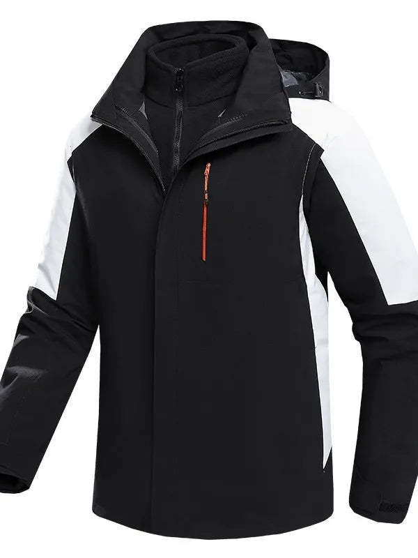 Color Blocking Outdoor Jacket Waterproof Windproof Hard Shell Breathable Features Reflective Contrasting Colors for Safety for