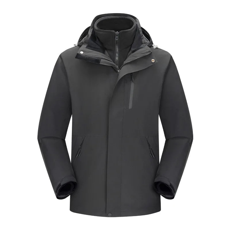Three-in-One Outdoor Windproof Jacket for Men Women Autumn/Winter New Arrival Stand Detachable Fleece Liner for Mountaineering