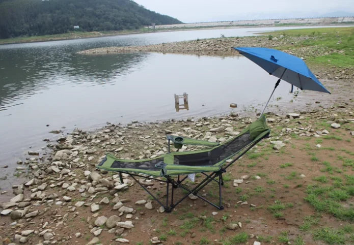 Outdoor Sunshade Chair With Foot Support, Beach Fishing Chair, Lunch Break Folding Lounge Chair, Portable
