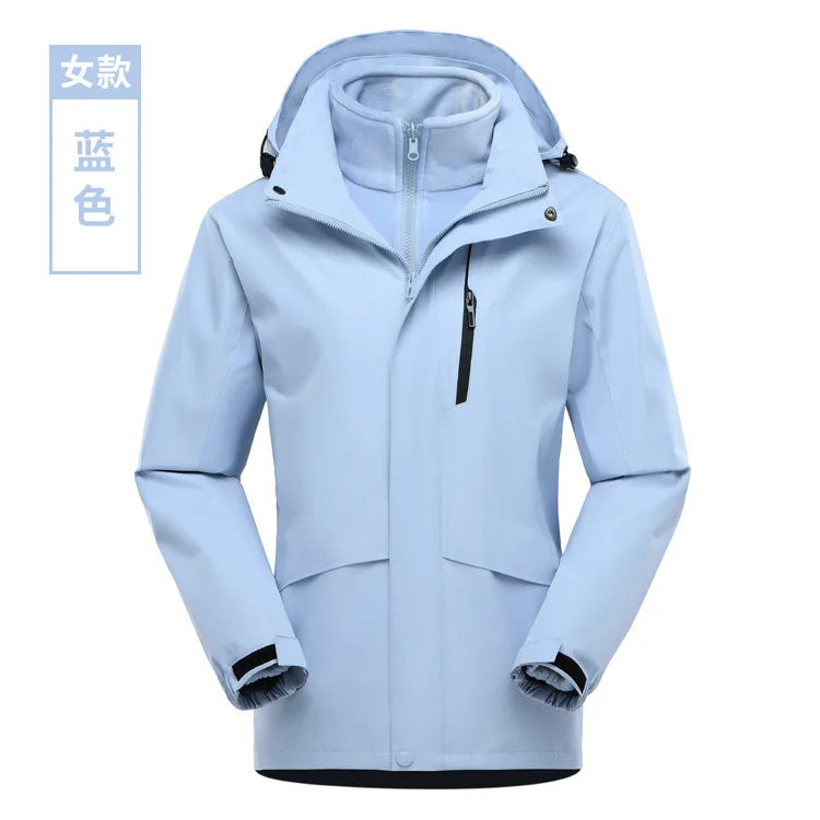 Three-in-One Detachable Waterproof Windproof Climbing Warm Clothes for Men and Women New Outdoor Travel Camping Gear for Winter