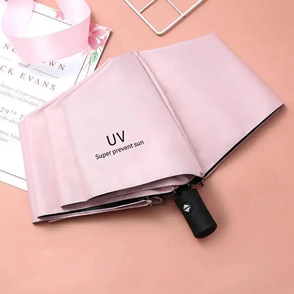 UPF50+ 3-Fold Anti UV Rain Umbrella Windproof Stylish Adults Travel Sunny Rainy Day Contemporary Design Plastic Fabric Box
