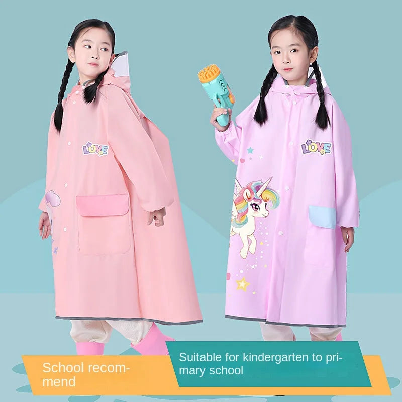 EVA Children's Raincoat with Backpack Space, Suitable for Boys and Girls, Reusable