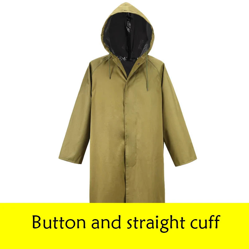 Thickened One-Piece Long Canvas Raincoat Adult Flood Prevention Windbreaker Poncho Men Women Outdoor Labor Protection Camping