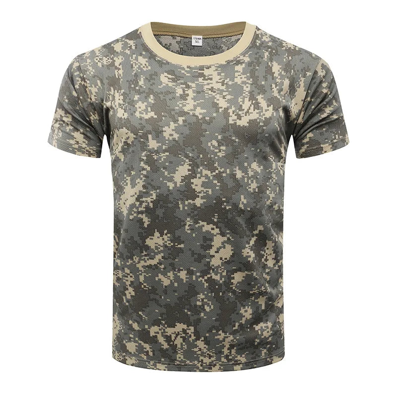 Horse-horse Camouflage Tactical T-shirt Unisex Short-sleeved Summer Quick-drying Breathable 100% Polyester Outdoor Physical