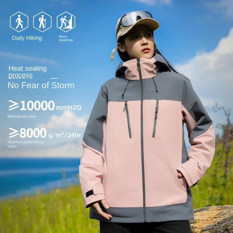 Three-in-One Outdoor  Suit for Men Women Waterproof Windproof Warm Mountaineering Camping Hiking Jacket