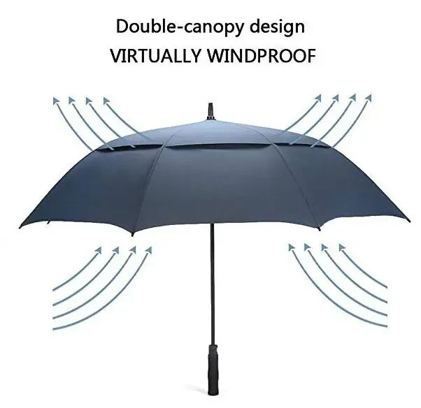 Semi-Automatic 68-Inch Oversize Double-Layer Windproof Golf Umbrella Classic Straight Design Business Gift for Adults