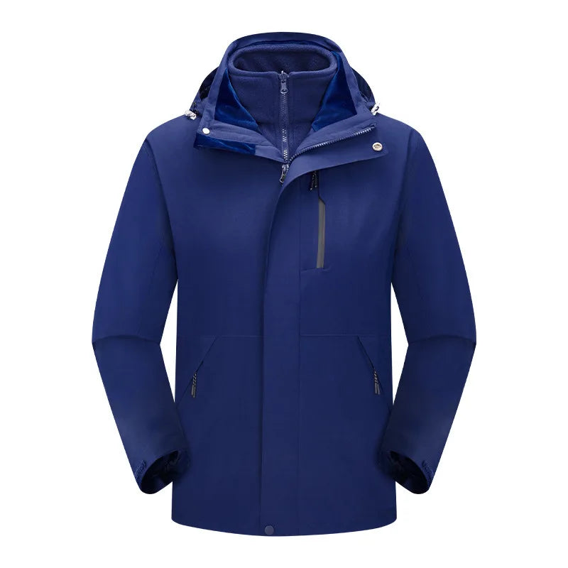 Three-in-One Outdoor Windproof Jacket for Men Women Autumn/Winter New Arrival Stand Detachable Fleece Liner for Mountaineering