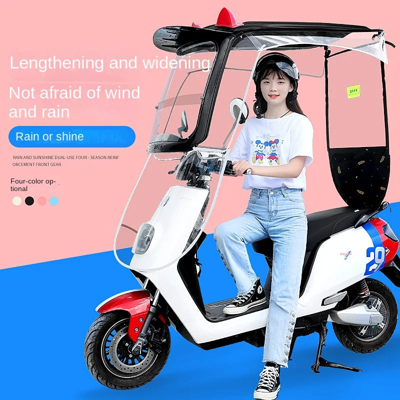 Modern Electric Car Sunshade Canopy Manual Control Plastic Windshield for Motorcycles Sun Protection