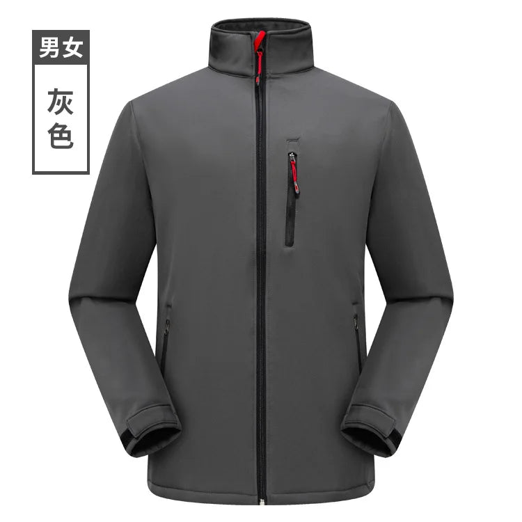 Autumn Winter Outdoor Tactical Soft Shell 100% Polyester Windproof Waterproof Breathable Thick Handsome Tough Zipper Solid Plain
