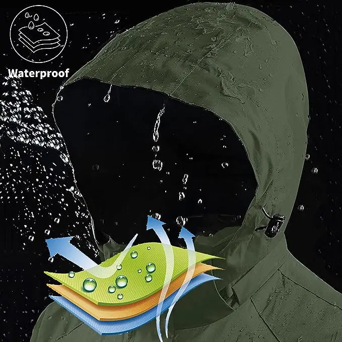 Lightweight Polyester Rainwear Men Waterproof Windproof Hooded Jacket Hiking Cycling Travel Customizable Size Logo Decoration