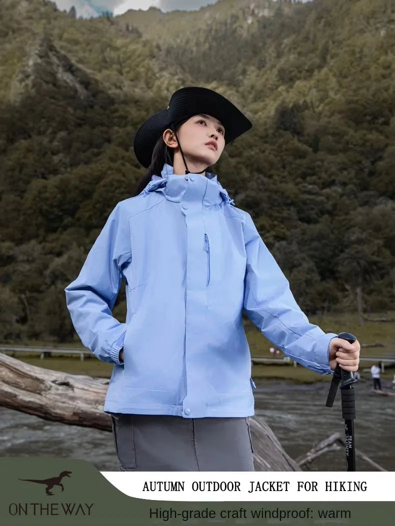 Men's and Women's Three in One Outdoor Hard Shell Jacket, High-end Windproof and Waterproof Hiking and Mountaineering Jacket